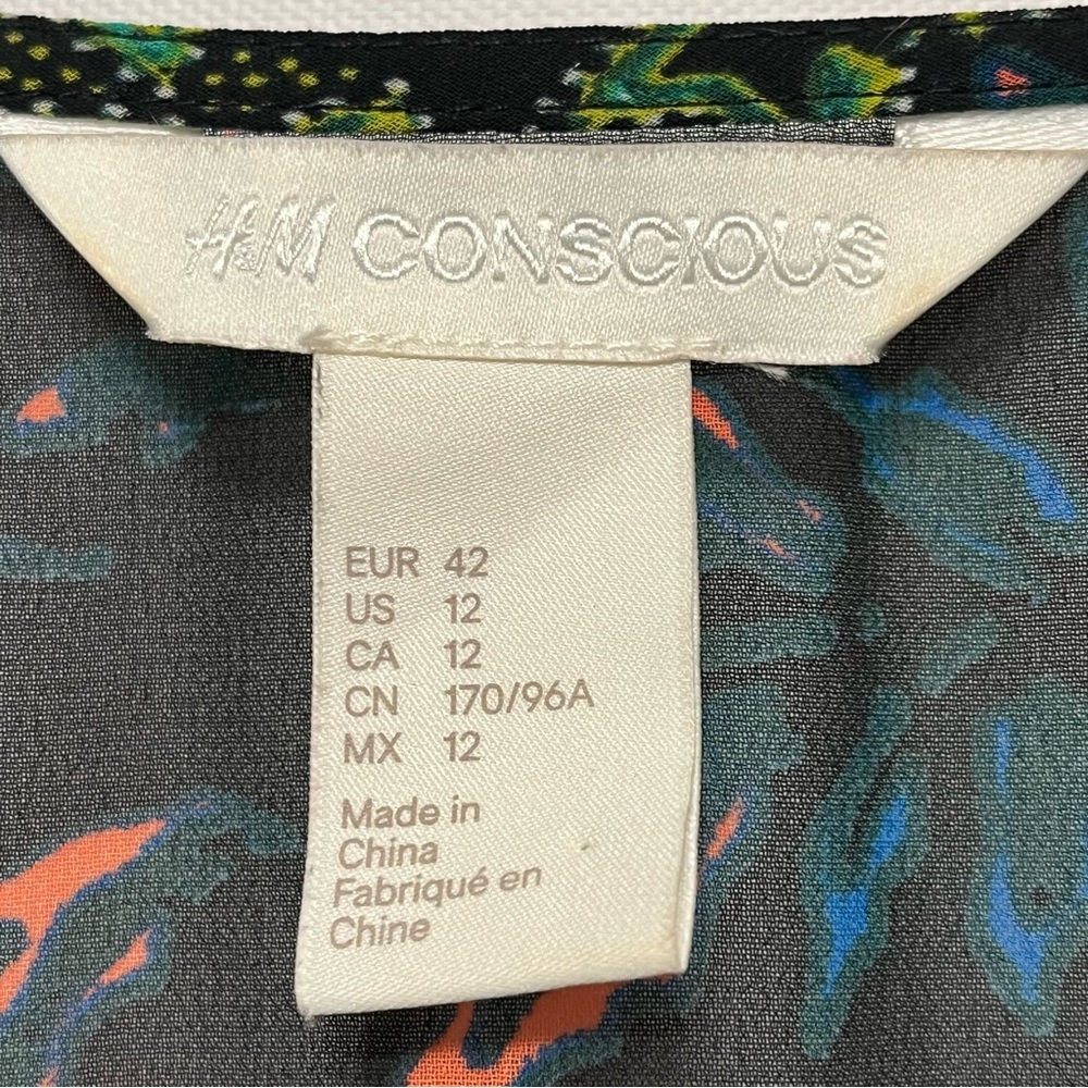 H&M Conscious Beach Cover Up‎ Women Size 12 Floral Drawstring Long Ruffle Sleeve - Picture 6 of 16